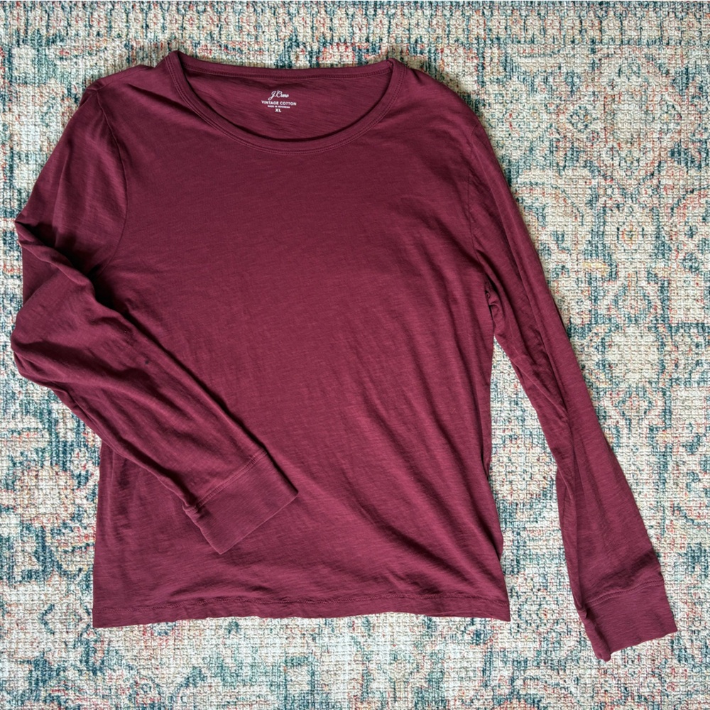 Jcrew Burgundy Long Sleeve Top